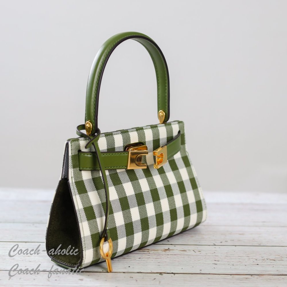 NWT Tory Burch Lee Radziwill Petite Bag Gingham Crossbody in Leccio - Picture 6 of 11